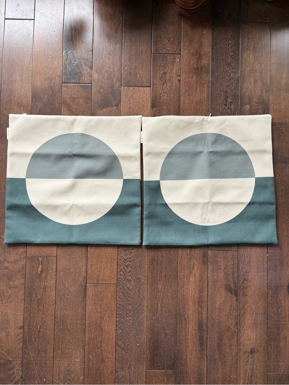 Modern Geometric Pillow Covers in Cream & Teal white lane 15”